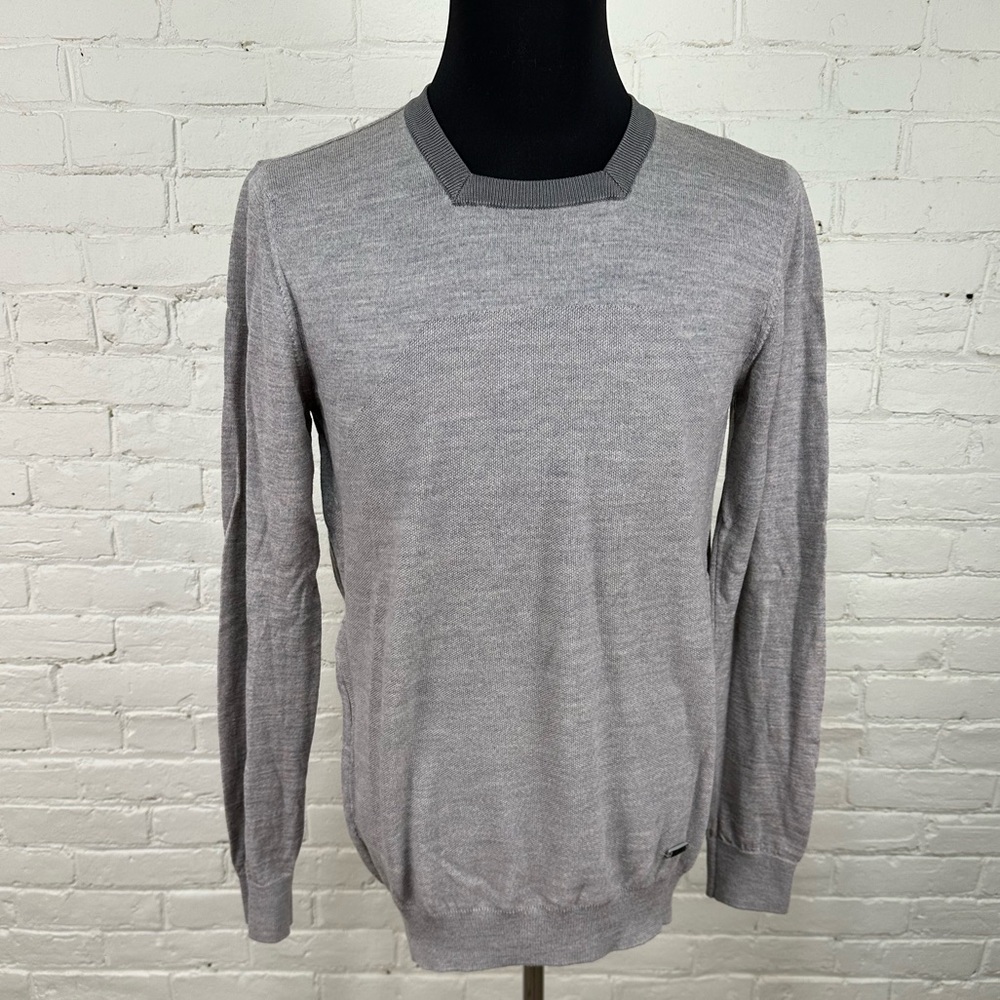 Armani Collezioni Gray Wool Square Neck Pullover Sweater Men’s Size Small